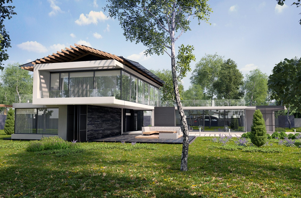 project, exterior, summer, tree, nature, birch, house, villa, architecture